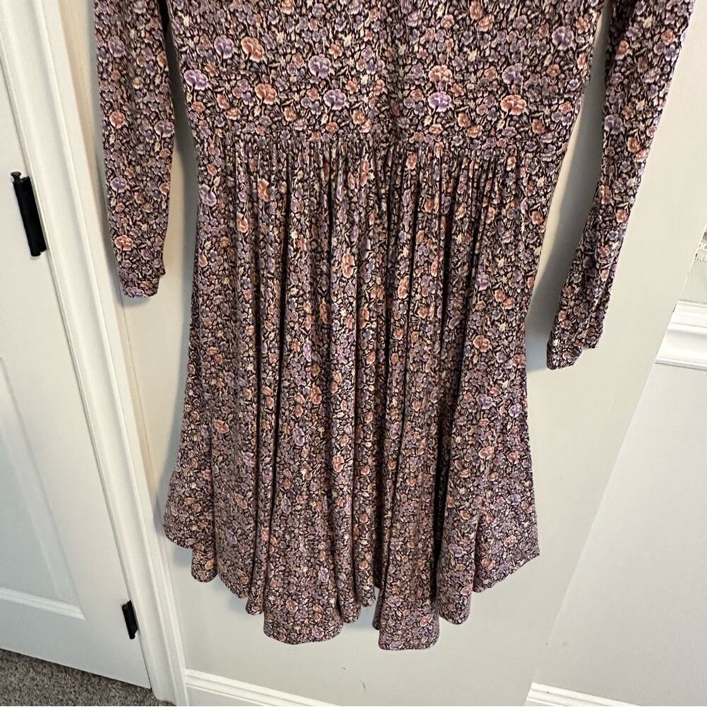 Rebecca Taylor V Neck Purple Floral Mini Dress 6 - Picture 5 of 13